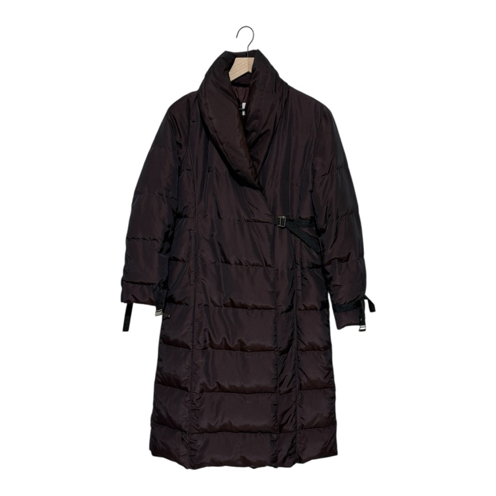 Marella Sport Women’s Brown Long Puffer Coat Size 8 – Belted Quilted Wrap Jacket